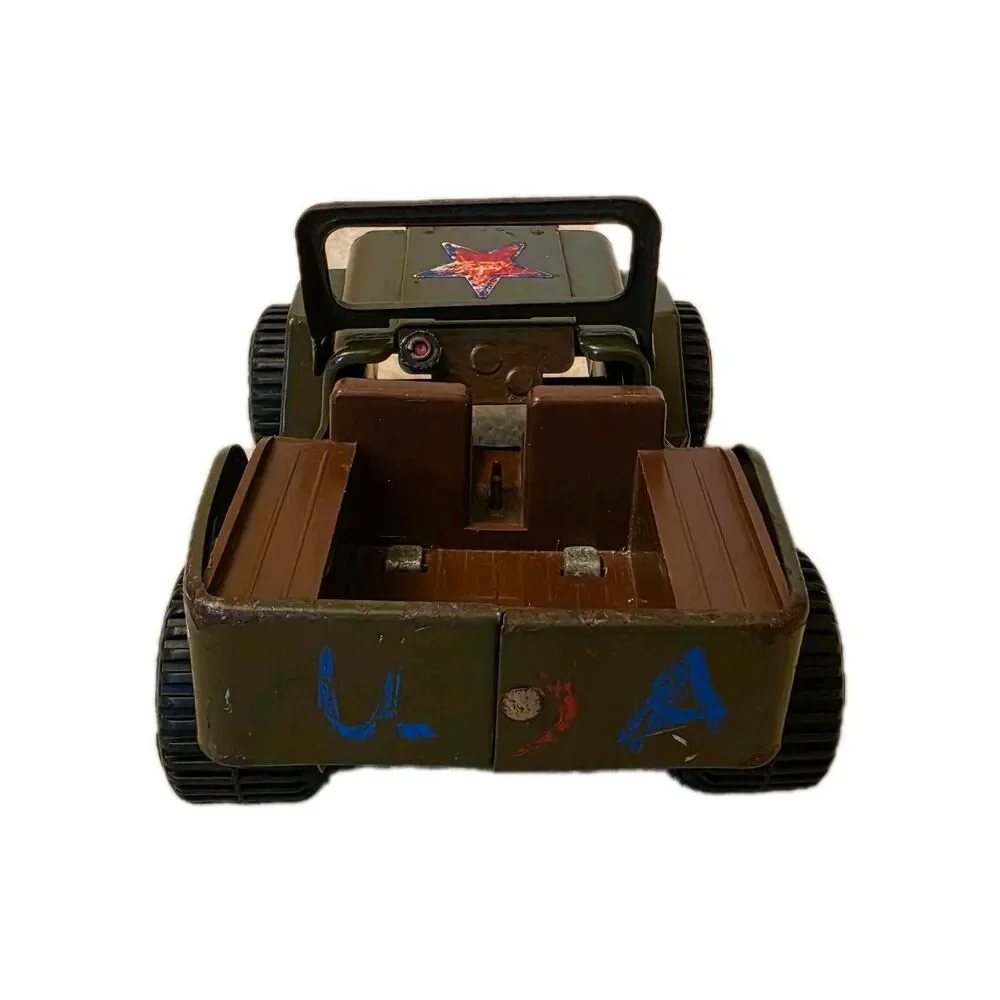 Vintage Tonka Toys Pressed Steel Green Army Jeep Single Star